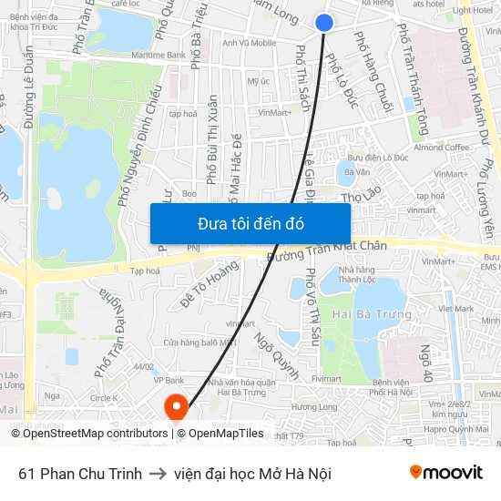 61 Phan Chu Trinh to viện đại học Mở Hà Nội map