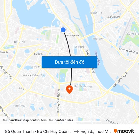 86 Quán Thánh - Bộ Chỉ Huy Quân Sự Quận Ba Đình to viện đại học Mở Hà Nội map