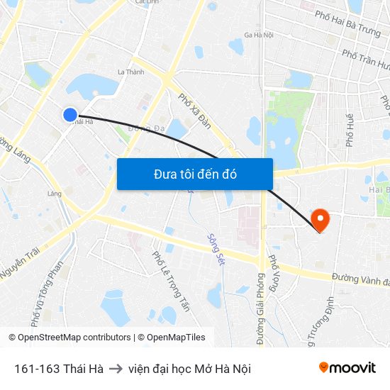161-163 Thái Hà to viện đại học Mở Hà Nội map