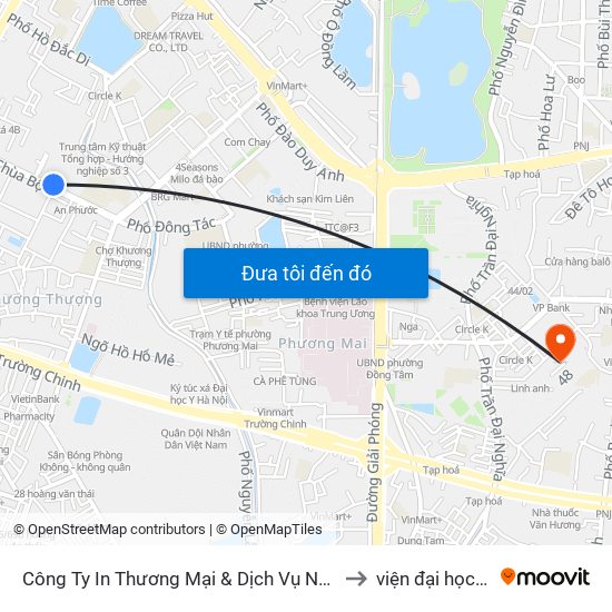 Số 10 Chùa Bộc - Học Viện Ngân Hàng to viện đại học Mở Hà Nội map