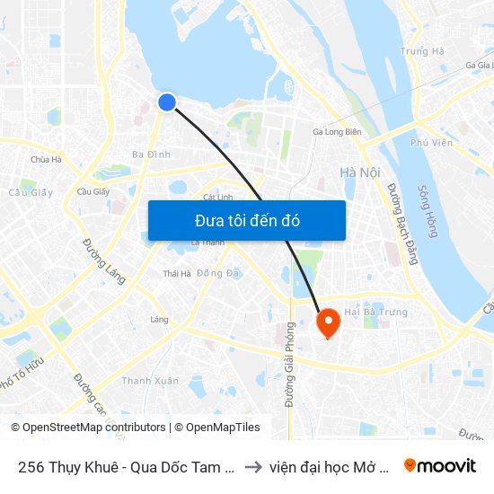 256 Thụy Khuê - Qua Dốc Tam Đa 100m to viện đại học Mở Hà Nội map