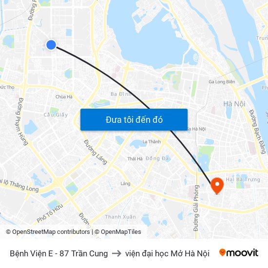 Bệnh Viện E - 87 Trần Cung to viện đại học Mở Hà Nội map