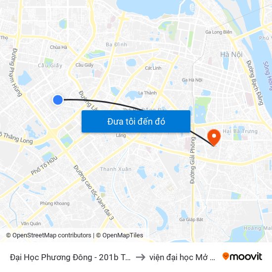 Đại Học Phương Đông - 201b Trung Kinh to viện đại học Mở Hà Nội map