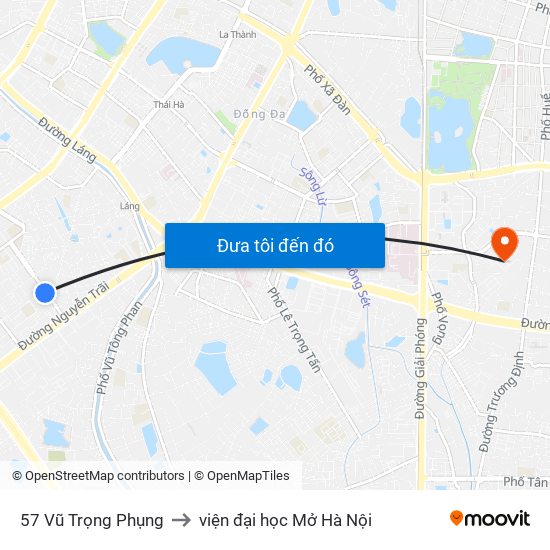 57 Vũ Trọng Phụng to viện đại học Mở Hà Nội map