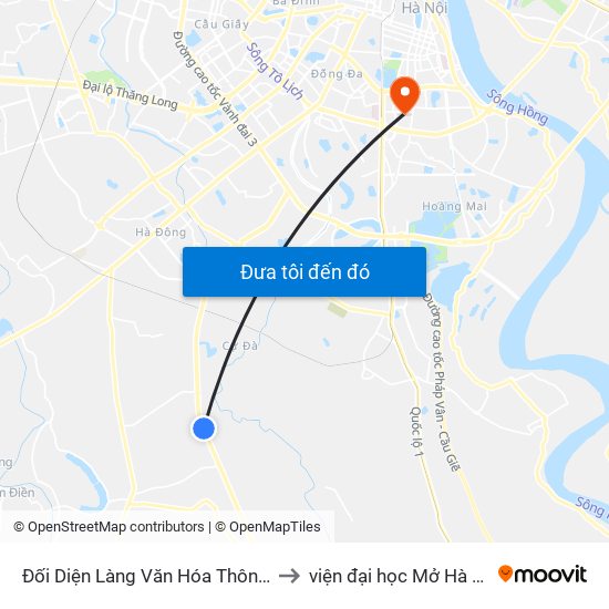 Đối Diện Làng Văn Hóa Thôn Hạ to viện đại học Mở Hà Nội map