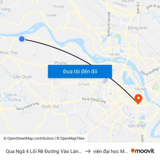 Qua Ngã 4  Lối Rẽ Đường Vào Làng Cẩm Đình 30m to viện đại học Mở Hà Nội map