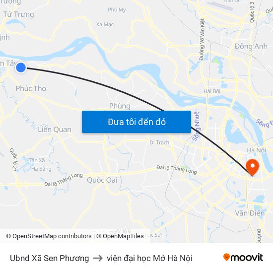 Ubnd Xã Sen Phương to viện đại học Mở Hà Nội map