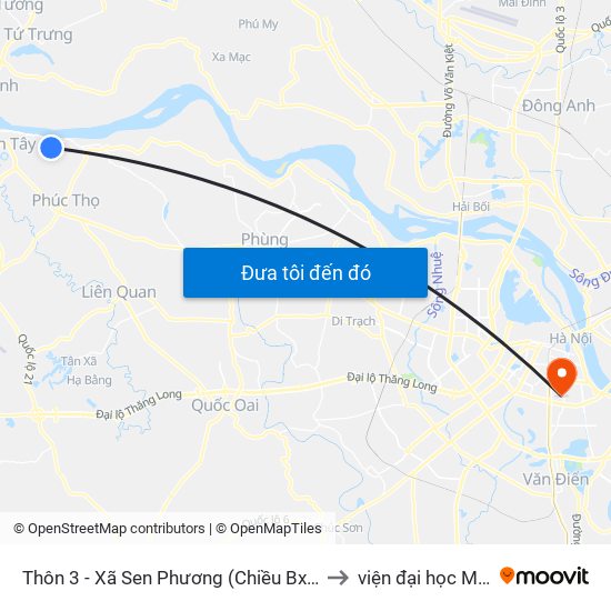 Thôn 3 - Xã Sen Phương  (Chiều Bx Sơn Tây - Phùng) to viện đại học Mở Hà Nội map