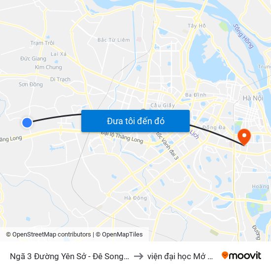 Ngã 3 Đường Yên Sở - Đê Song Phương to viện đại học Mở Hà Nội map