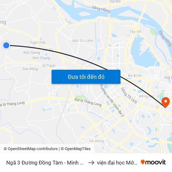 Ngã 3 Đường Đồng Tâm - Minh Khai, Cát Quế to viện đại học Mở Hà Nội map