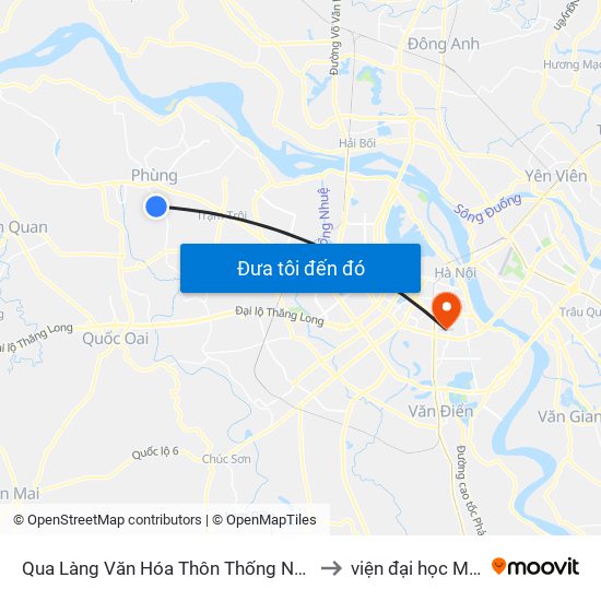 Qua Làng Văn Hóa Thôn Thống Nhất, Cát Quế 40m to viện đại học Mở Hà Nội map