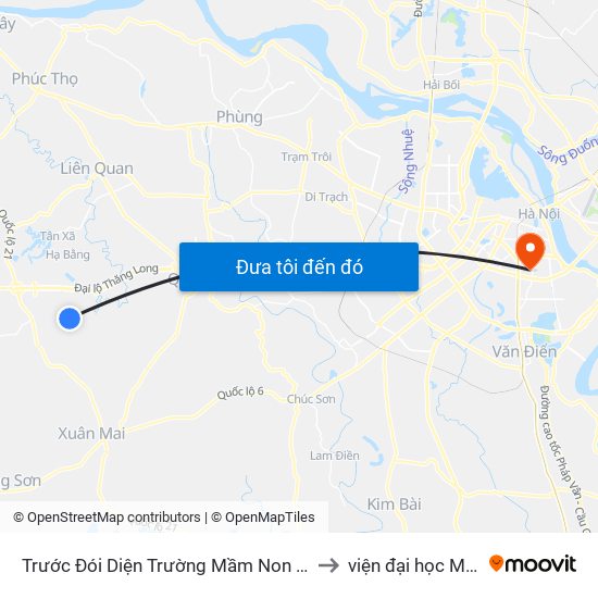 Trước Đói Diện Trường Mầm Non Xã Phú Cát 50m to viện đại học Mở Hà Nội map