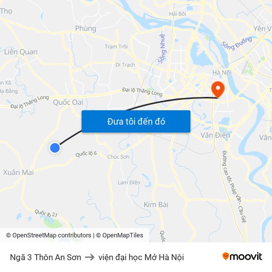 Ngã 3 Thôn An Sơn to viện đại học Mở Hà Nội map