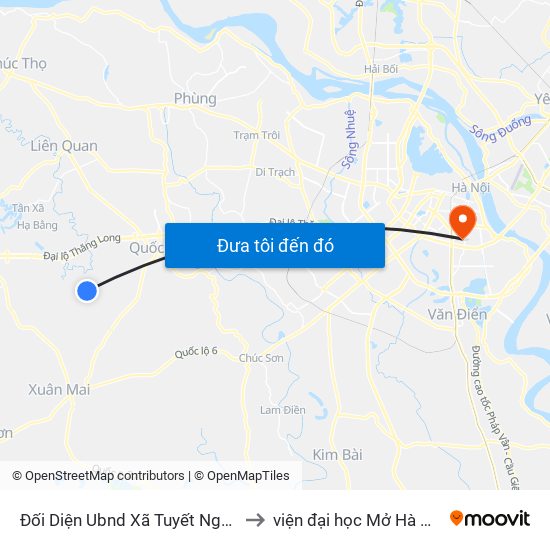 Đối Diện Ubnd Xã Tuyết Nghĩa to viện đại học Mở Hà Nội map