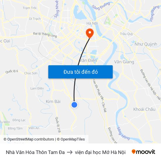 Nhà Văn Hóa Thôn Tam Đa to viện đại học Mở Hà Nội map