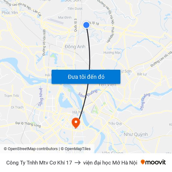 Công Ty Tnhh Mtv Cơ Khí 17 to viện đại học Mở Hà Nội map