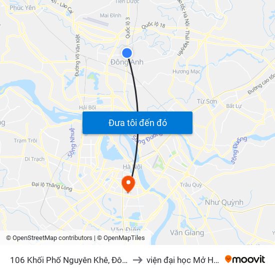 106 Khối Phố Nguyên Khê, Đông Anh to viện đại học Mở Hà Nội map