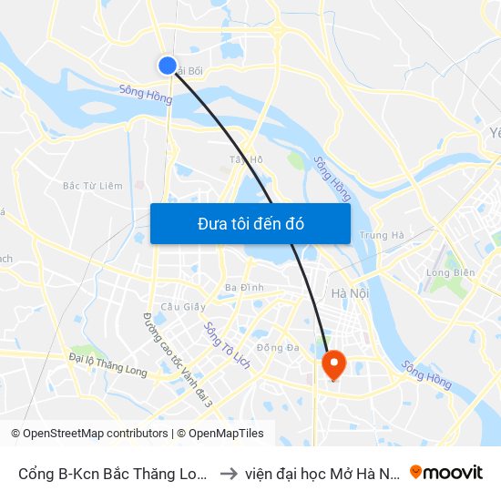 Cổng B-Kcn Bắc Thăng Long to viện đại học Mở Hà Nội map