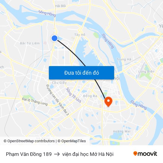 Phạm Văn Đồng 189 to viện đại học Mở Hà Nội map