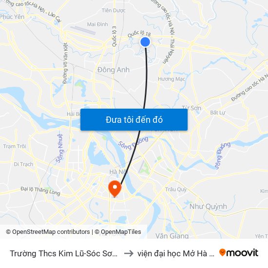 Trường Thcs Kim Lũ-Sóc Sơn-Hn to viện đại học Mở Hà Nội map