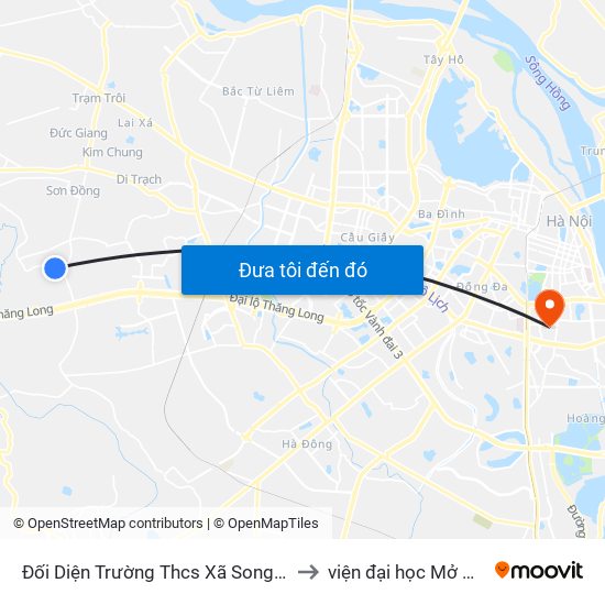 Đối Diện Trường Thcs Xã Song Phương to viện đại học Mở Hà Nội map