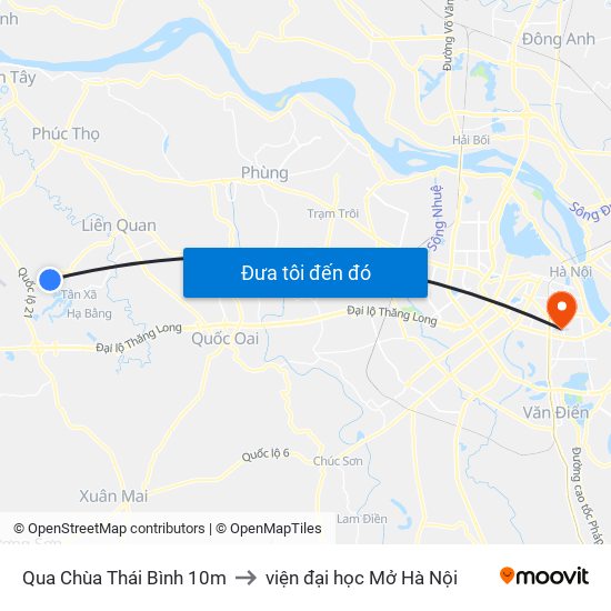 Qua Chùa Thái Bình 10m to viện đại học Mở Hà Nội map