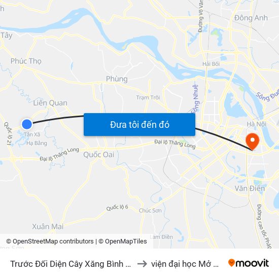 Trước Đối Diện Cây Xăng Bình Yên 20m to viện đại học Mở Hà Nội map