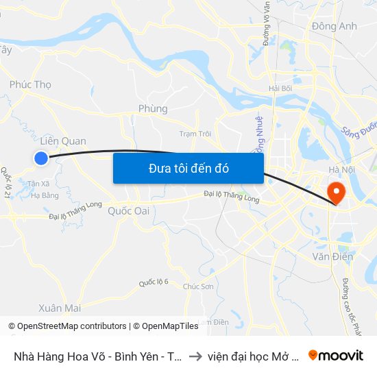 Nhà Hàng Hoa Võ - Bình Yên - Thạch Thất to viện đại học Mở Hà Nội map
