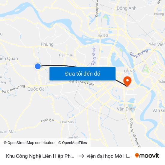 Khu Công Nghệ Liên Hiệp Phúc Thọ to viện đại học Mở Hà Nội map