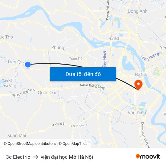 3c Electric to viện đại học Mở Hà Nội map