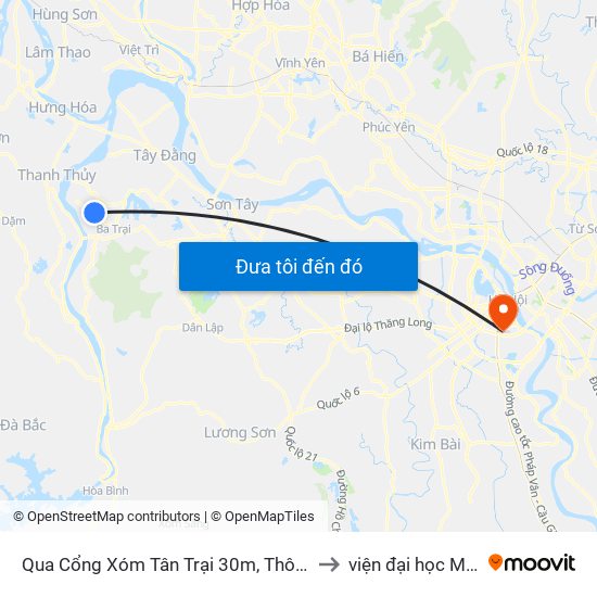 Qua Cổng Xóm Tân Trại 30m, Thôn 2, Ba Trại, Ba Vì to viện đại học Mở Hà Nội map