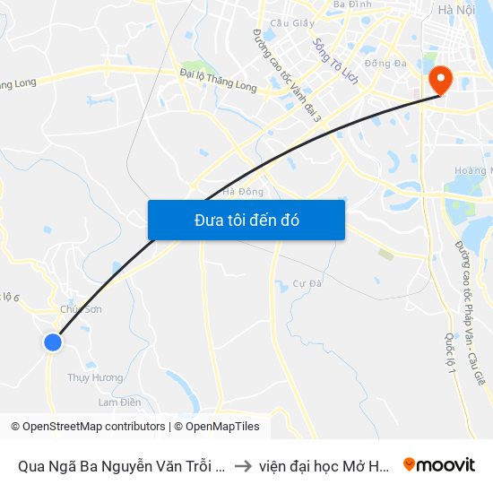 Qua Ngã Ba Nguyễn Văn Trỗi 100m to viện đại học Mở Hà Nội map