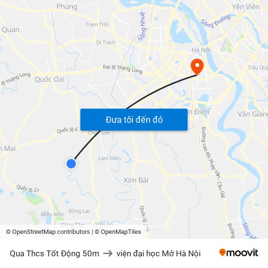 Qua Thcs Tốt Động 50m to viện đại học Mở Hà Nội map