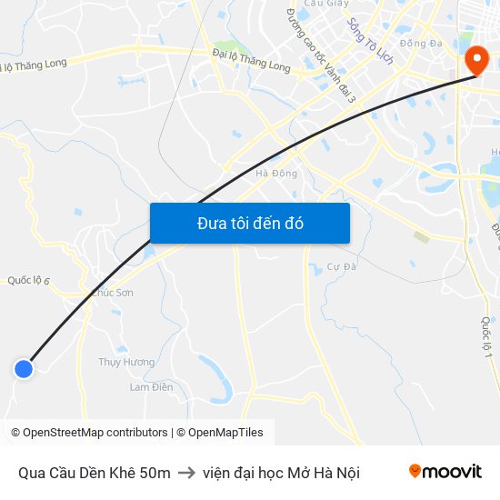 Qua Cầu Dền Khê 50m to viện đại học Mở Hà Nội map