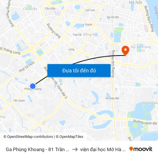 Ga Phùng Khoang - 81 Trần Phú to viện đại học Mở Hà Nội map