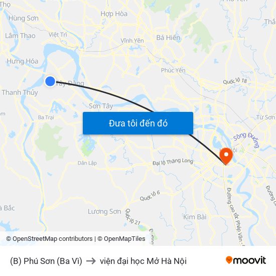 (B) Phú Sơn (Ba Vì) to viện đại học Mở Hà Nội map