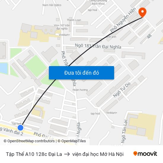 Tập Thể A10 128c Đại La to viện đại học Mở Hà Nội map