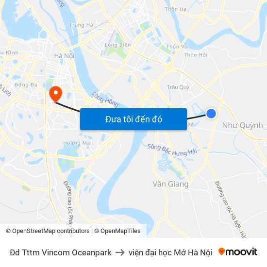 Đd Tttm Vincom Oceanpark to viện đại học Mở Hà Nội map