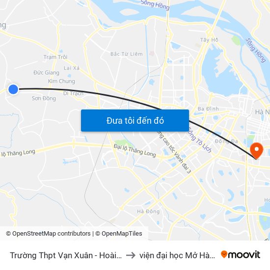 Trường Thpt Vạn Xuân - Hoài Đức to viện đại học Mở Hà Nội map