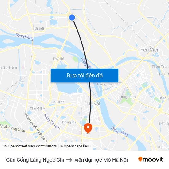 Gần Cổng Làng Ngọc Chi to viện đại học Mở Hà Nội map