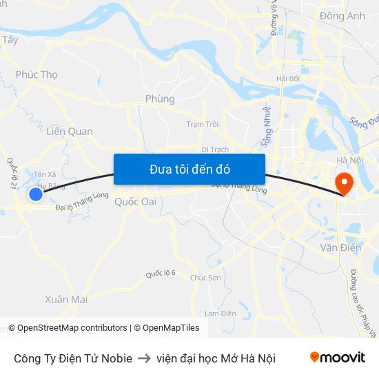 Công Ty Điện Tử Nobie to viện đại học Mở Hà Nội map