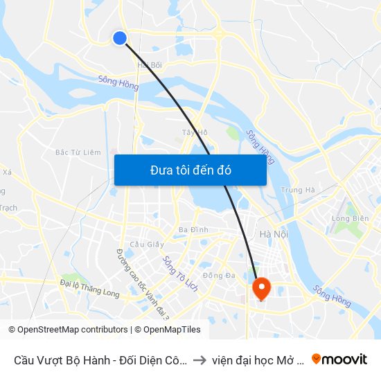 Cầu Vượt Bộ Hành - Đối Diện Công Ty Sato to viện đại học Mở Hà Nội map