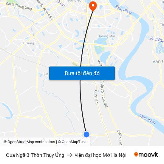 Qua Ngã 3 Thôn Thụy Ứng to viện đại học Mở Hà Nội map