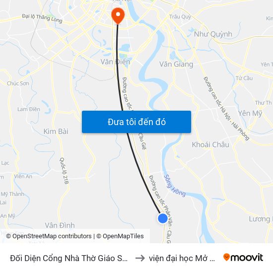 Đối Diện Cổng Nhà Thờ Giáo Sứ Phú Mỹ to viện đại học Mở Hà Nội map