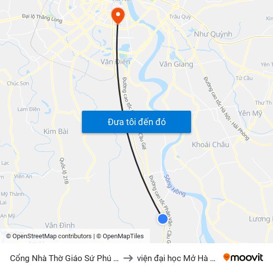 Cổng Nhà Thờ Giáo Sứ Phú Mỹ to viện đại học Mở Hà Nội map
