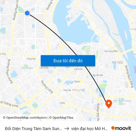 Đối Diện Trung Tâm Sam Sung R&D to viện đại học Mở Hà Nội map