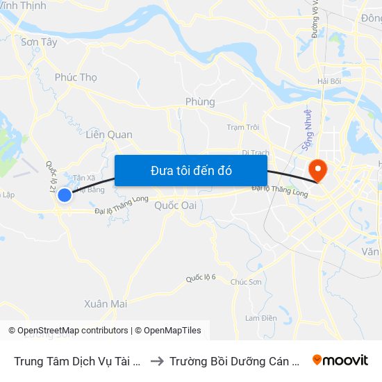 Trung Tâm Dịch Vụ Tài Chính Bộ Tài Chính to Trường Bồi Dưỡng Cán Bộ Giáo Dục Hà Nội map