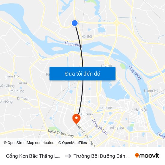 Cổng Kcn Bắc Thăng Long - Vietcombank to Trường Bồi Dưỡng Cán Bộ Giáo Dục Hà Nội map