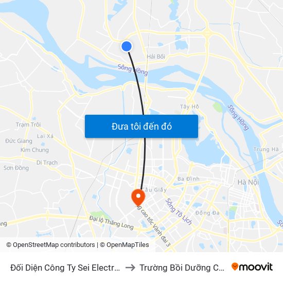 Đối Diện Công Ty Sei Electronic Components-Việt Nam to Trường Bồi Dưỡng Cán Bộ Giáo Dục Hà Nội map