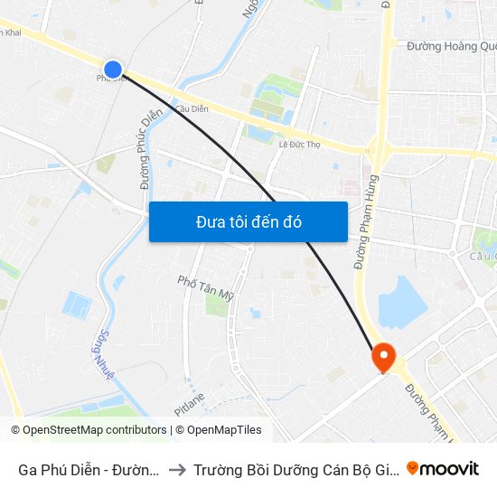 Ga Phú Diễn - Đường Cầu Diễn to Trường Bồi Dưỡng Cán Bộ Giáo Dục Hà Nội map